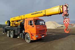 Автокран Ивановец КС-45717К-1(овоид) шасси КАМАЗ 65115 6х4 б/у (2021г, 8 500 км)(0103)