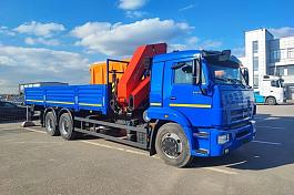 КМУ КАМАЗ 65115-3094-48 (Евро-5) + ИНМАН ИМ-320 нижнее управление + борт сталь 6,2м. + доп. опоры